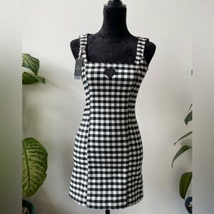 NWT Lazy Oaf Monochrome Checkered Mini Dress